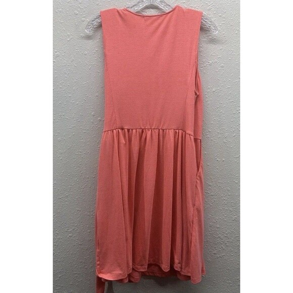 Fresh Produce XL Wrap Tie Dress Poppy Coral Sonia Stretchy Knit With Pockets - Picture 6 of 8
